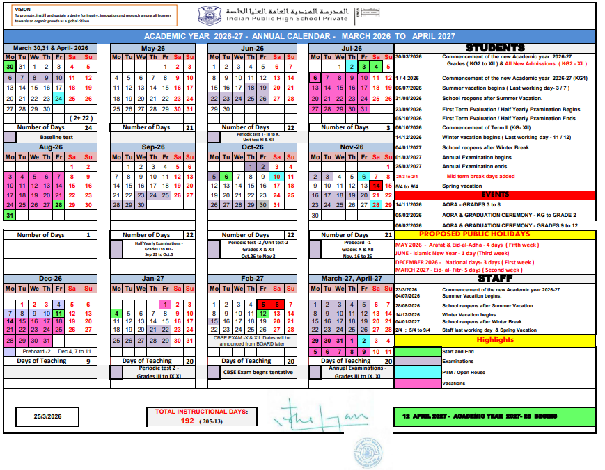 Academic Calendar 2026-2027